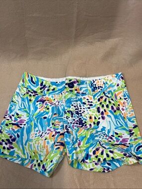 Lilly Pulitzer The Callahan Short Blue Green White Watercolor Women's Size 00